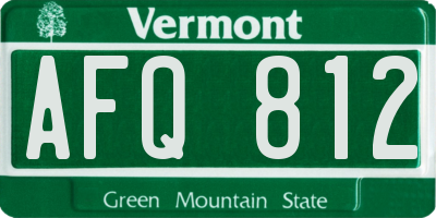 VT license plate AFQ812