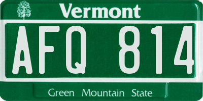 VT license plate AFQ814