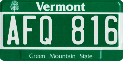 VT license plate AFQ816