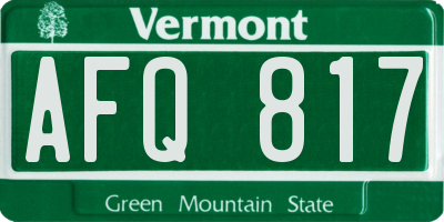 VT license plate AFQ817