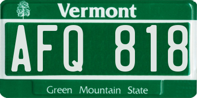 VT license plate AFQ818