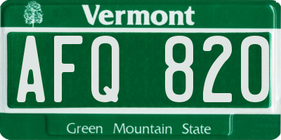 VT license plate AFQ820