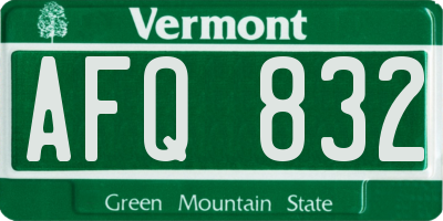 VT license plate AFQ832