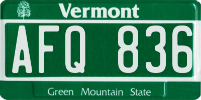 VT license plate AFQ836