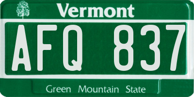 VT license plate AFQ837