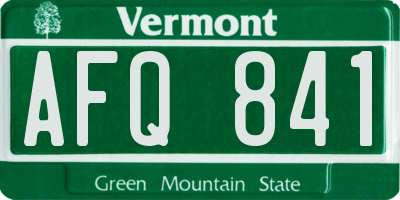 VT license plate AFQ841