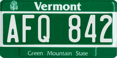 VT license plate AFQ842