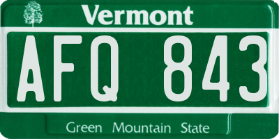 VT license plate AFQ843