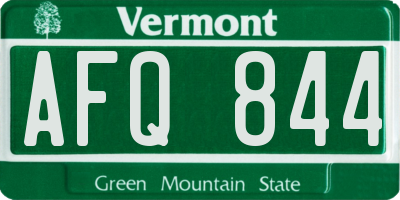 VT license plate AFQ844