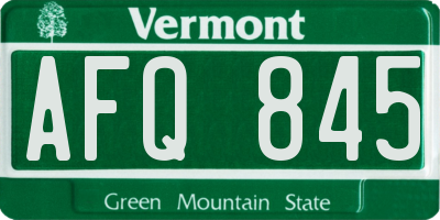 VT license plate AFQ845