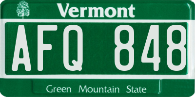 VT license plate AFQ848