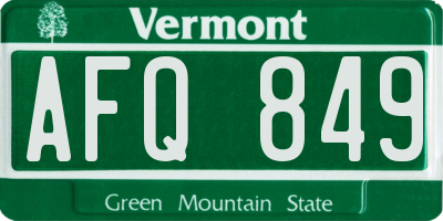 VT license plate AFQ849