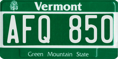 VT license plate AFQ850