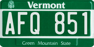 VT license plate AFQ851