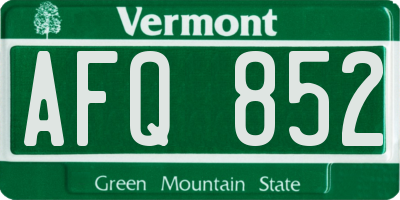 VT license plate AFQ852