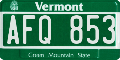 VT license plate AFQ853