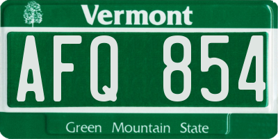 VT license plate AFQ854