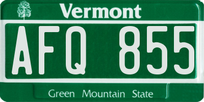 VT license plate AFQ855