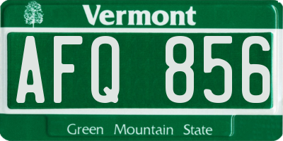 VT license plate AFQ856