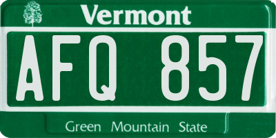 VT license plate AFQ857