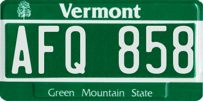 VT license plate AFQ858