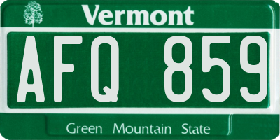 VT license plate AFQ859