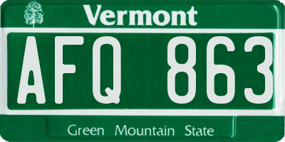 VT license plate AFQ863