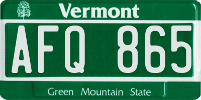 VT license plate AFQ865