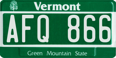 VT license plate AFQ866