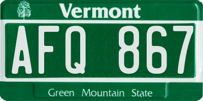 VT license plate AFQ867