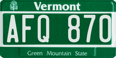 VT license plate AFQ870