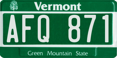 VT license plate AFQ871