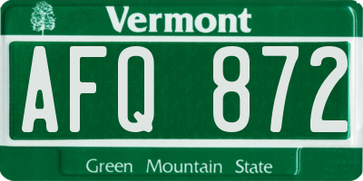 VT license plate AFQ872