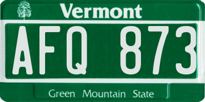 VT license plate AFQ873