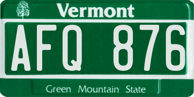 VT license plate AFQ876