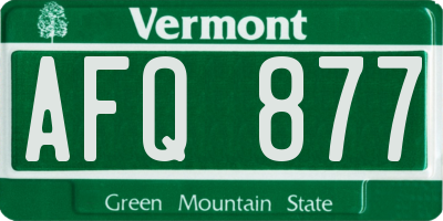 VT license plate AFQ877