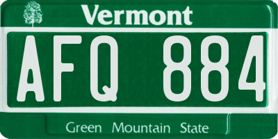 VT license plate AFQ884