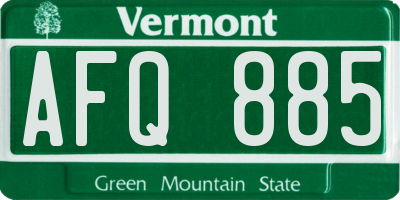 VT license plate AFQ885