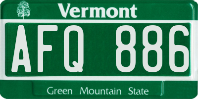 VT license plate AFQ886
