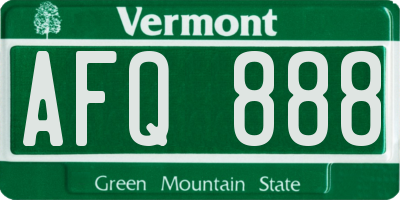 VT license plate AFQ888