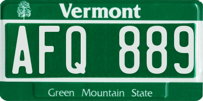 VT license plate AFQ889