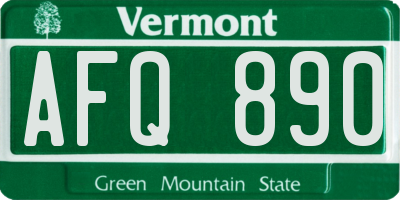VT license plate AFQ890