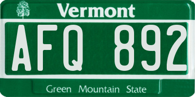 VT license plate AFQ892