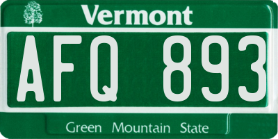 VT license plate AFQ893