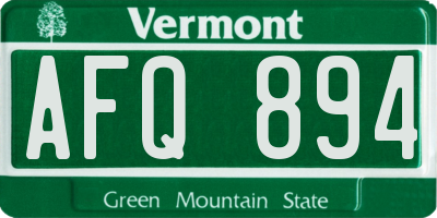 VT license plate AFQ894