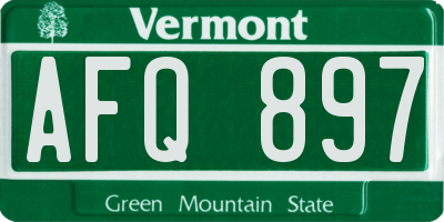 VT license plate AFQ897