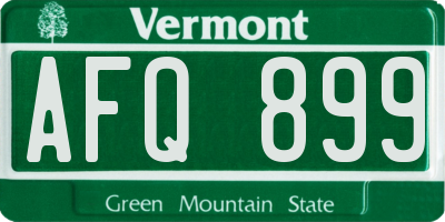 VT license plate AFQ899
