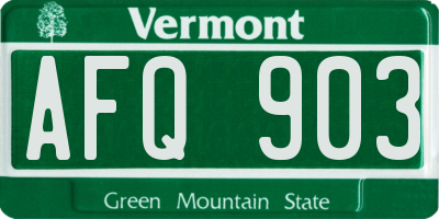 VT license plate AFQ903