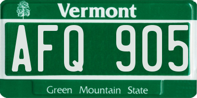 VT license plate AFQ905