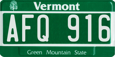 VT license plate AFQ916